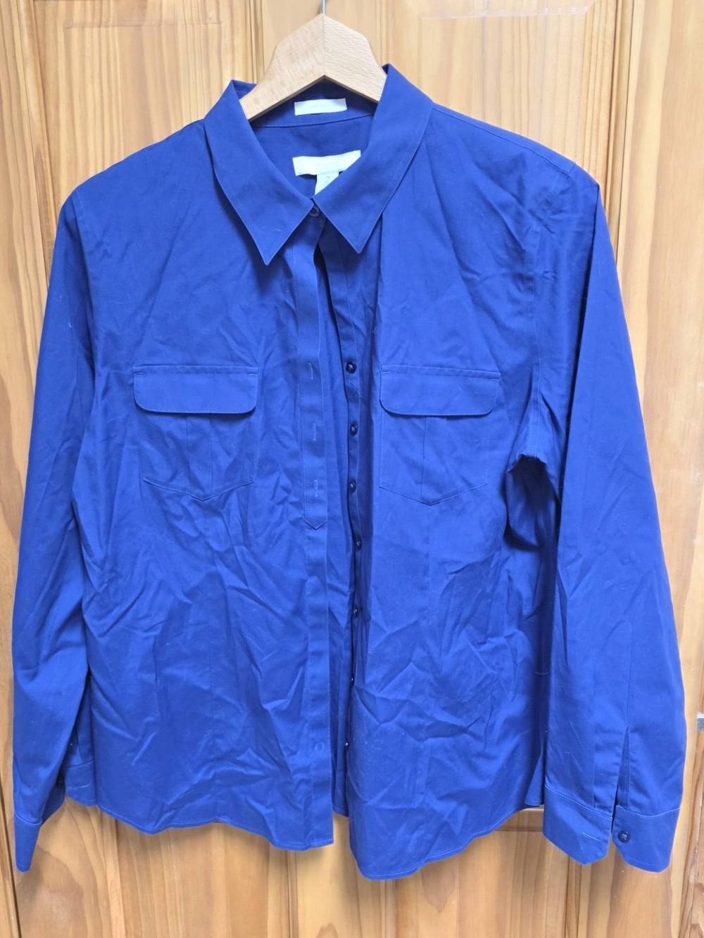 Chico's Button-Front Shirt Jacket in Cobalt Blue
